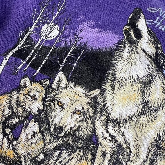 VTG 90s/80s Nature Sweatshirt Toddlers 6 Purple Faded Wolf Pack Crewneck - Picture 7 of 15